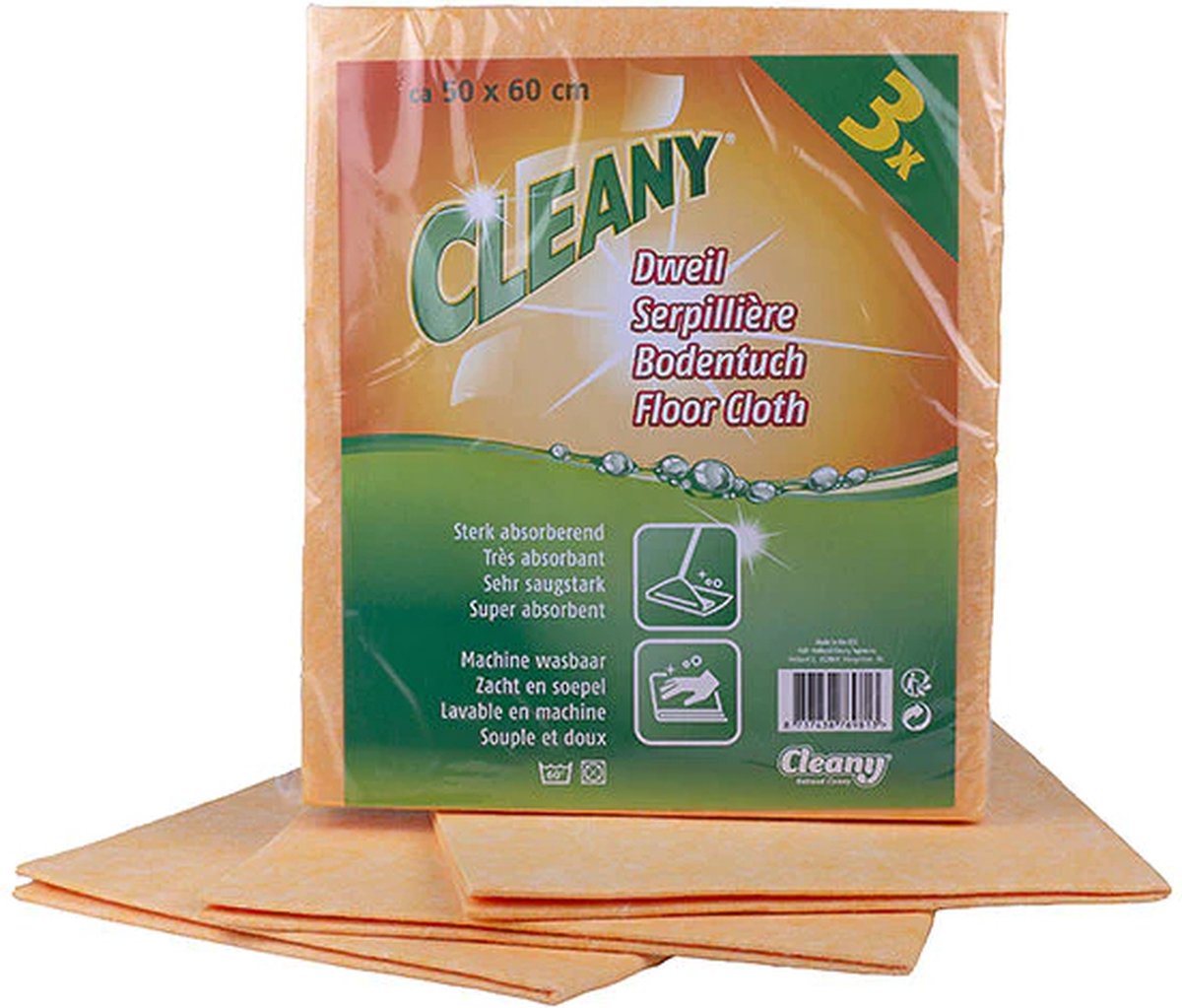 Cleany vloerdoeken oranje 50x60 cm set van 3