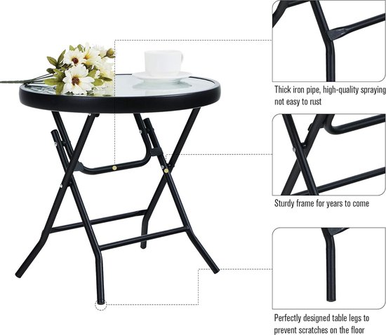 Outsunny Kleine ronde salontafel, bijzettafel voor de tuin