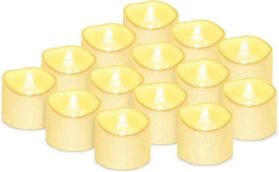 LED Kaarsen - Theelichtjes - Elektrische Kaarsen - Kaarsen - Kerstmisdecoratie - Kerstmisverlichting - Vlam theelicht - LED Vlamloze Kaarsen - Elektrische Thee Lampen - Votive kaarsen warm wit 14 stuks