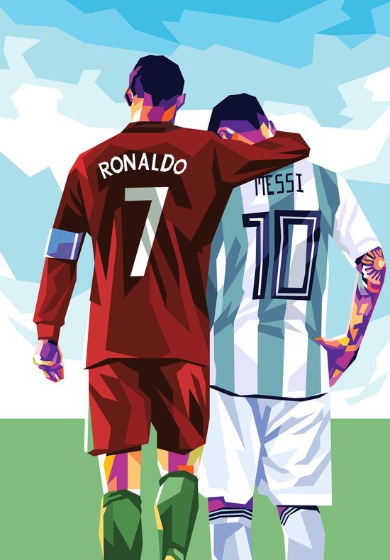 Messi | Affiche Ronaldo | Résumé Affiche | Affiche de football | Légendes Poster | Affiche de rivalité | Affiche de superstar | 51×71cm | Décoration murale | Affiche murale | Convient pour l'encadrement