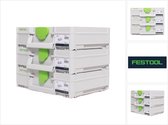 Festool Systainerset 3x SYS3 M 112 ( 3x 204840 ) 7.7 liter 396x296x112mm Gereedschapskoffer koppelbaar