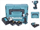 Makita DTD 157 RGJ accu slagmoersleutel 18 V 140 Nm 1/4" borstelloos + 2x oplaadbare accu 6.0 Ah + lader + Makpac