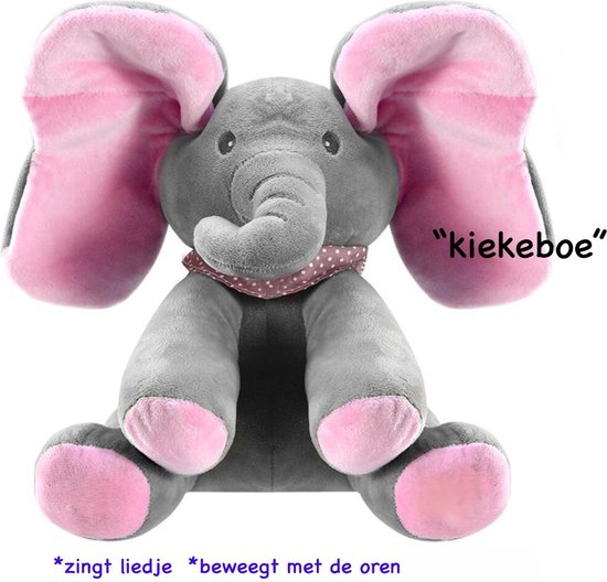 Zingende olifant - kiekeboe - zingt - beweegt met de oren -Blauw