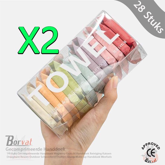 Borvat® - Gecomprimeerde Handdoek Wegwerp Gezicht Handdoek Schoonmaken Katoen Draagbare Reis Outdoor Beauty Veegt Snoep Make-Up Handdoek Tissues - 28 Stuks