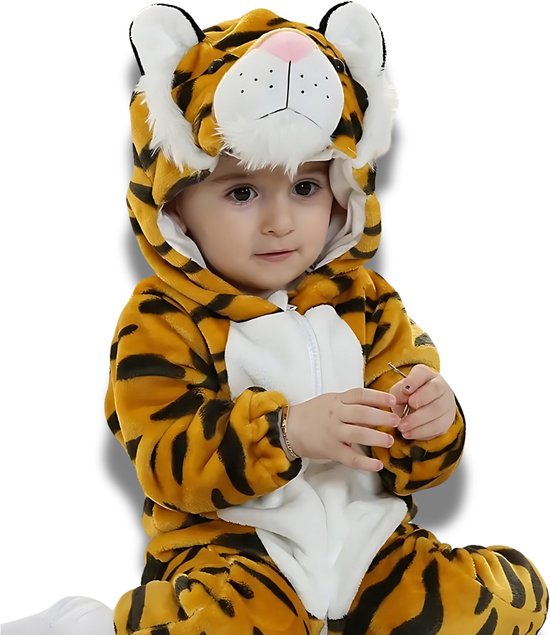 BoefieBoef Combinaison et pyjama animal tigre pour tout-petits et enfants d'âge préscolaire – Vêtements d'habillage pour enfants – Costume d'animal – Noir Orange