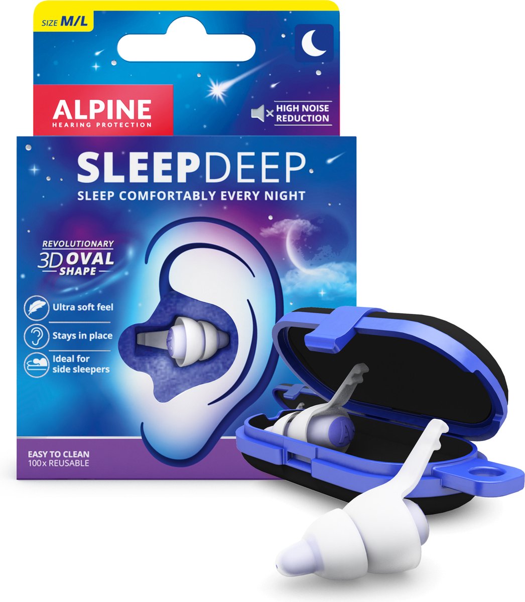 Goedkoopste Alpine SleepDeep Oordoppen slapen - Sleep plugs - Slaapoordoppen snurken - Maximale geluidsdemping - Perfect voor zijslapers - 27dB SNR - Medium size - 1 paar