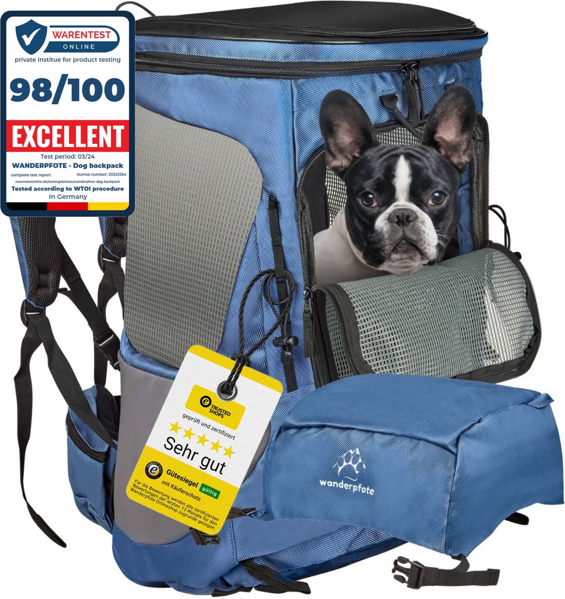 Wanderpfote Sac à dos pour chien pour Marche avec chien