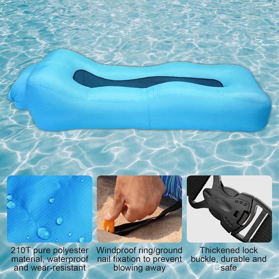 Opblaasbare Safa 210T waterdichte luchtbank met draagtas - ligstoel voor camping en strandfeesten Opblaasbare zetel van Uniprime® — afbeelding 5