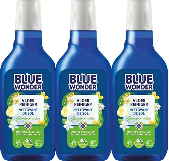 Blue Wonder Vloerreiniger 3-pack met doseerdop en KD spons