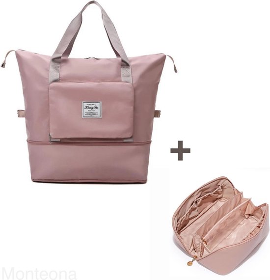 Monteona - Luxe reisset - Opvouwbare handbagage reistas - Weekendtas - Tas voor op koffer -Reistas - Waterdicht - Reisbagage - Luiertas- Make up tas - Toilettas - Cosmetica tas - Make up organizer