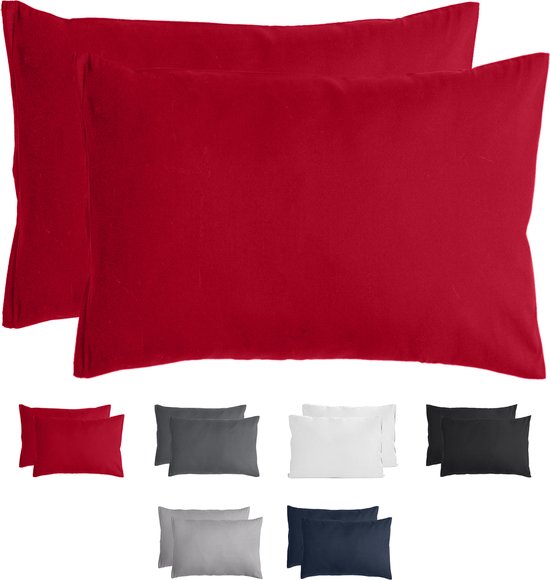 Komfortec Set van 2 Premium Kussenslopen 50x70 cm - Superzachte Kussenhoes – 100% - Geborsteld Mikrovezel 90g/m² - Rood