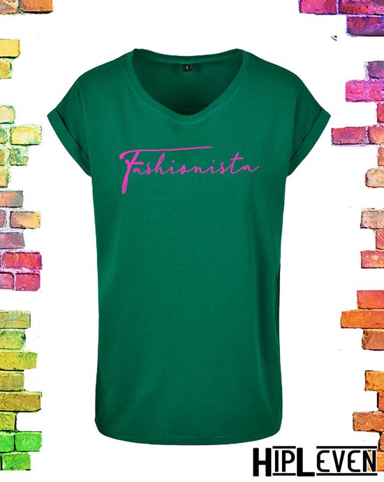 Groen shirt met print Fashionista | groen/ 3XL (46-48)