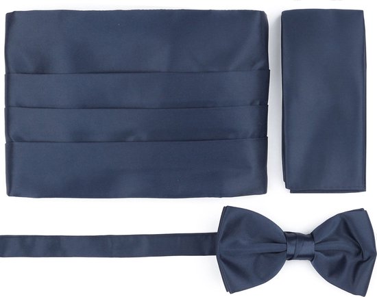 Suitable - Cumberband Strik Pochet Set Navy - One Size - - Heren - Gala Vlinderstrik / Vlinderdas