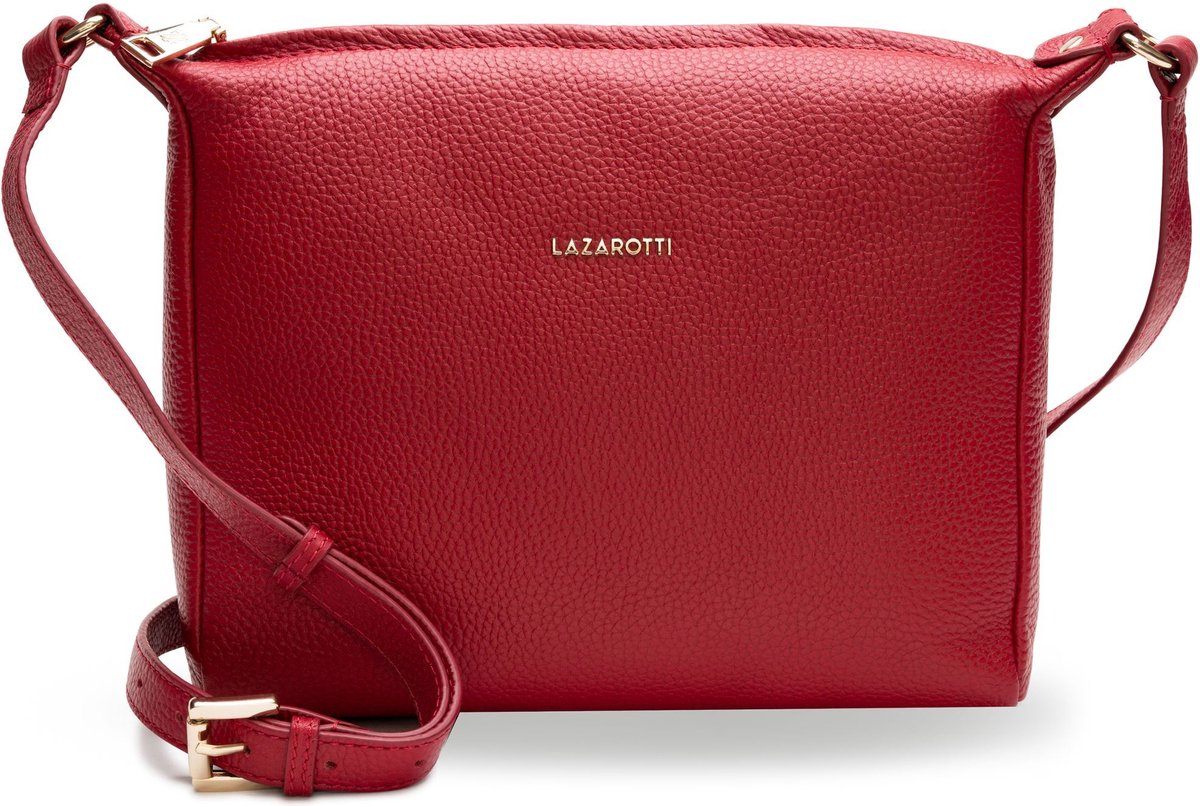 Lazarotti Leren Schoudertas Bologna Leather Nola-2 Red Rood