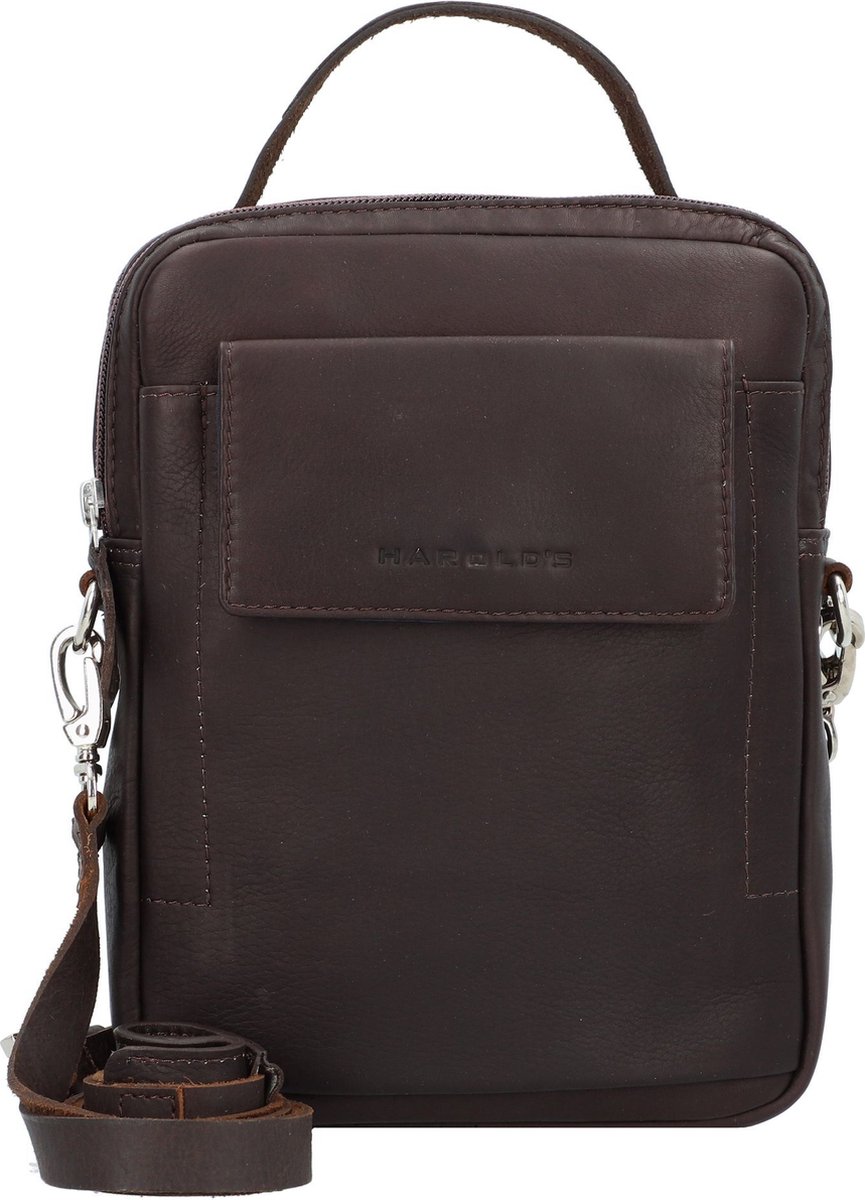 HAROLD'S Leren Schoudertas Country Crossbag Handle Brown Donkerbruin