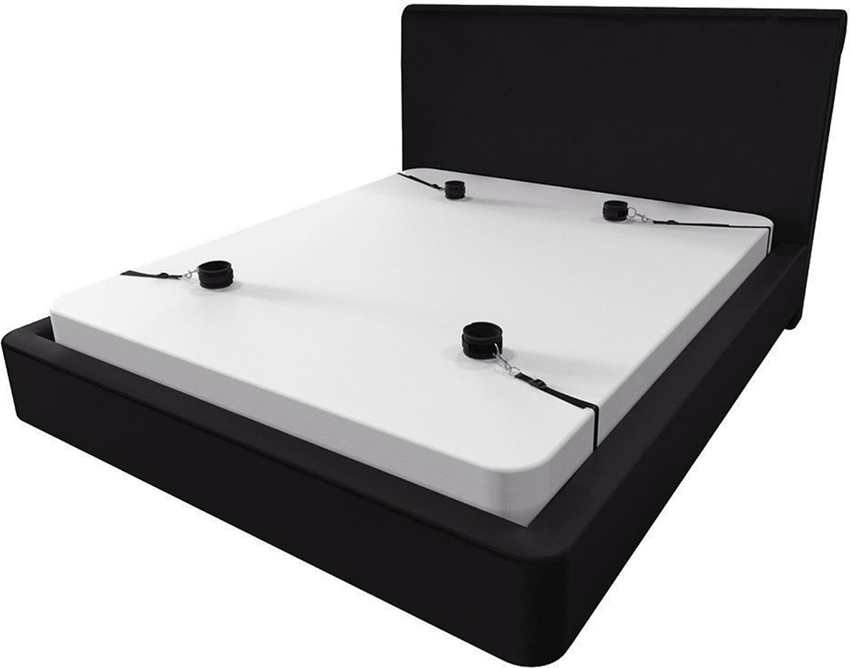 Goedkoopste Bed Bondage Set - BDSM - Erotische Handboeien & Enkelboeien - Verstelbaar - Seksspeeltjes voor Koppels - Zwart