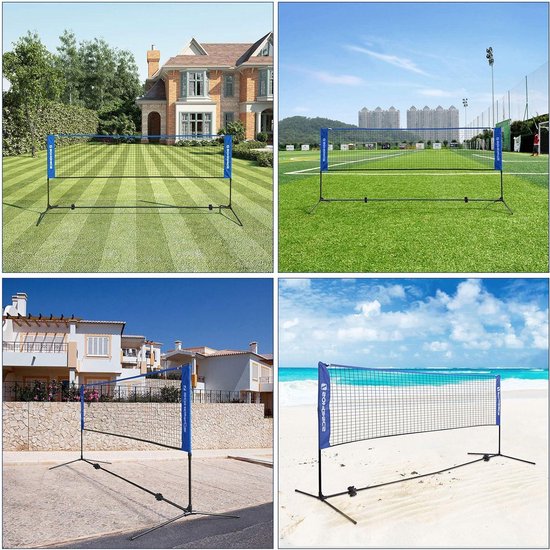 HOMCOM Badmintonnet, draagbaar volleybal- en tennisnet, 2 hoogtes 94/158 cm, met draagtas, afmetingen 400 x 60 cm HOMCOM Badmintonnet, draagbaar volleybal- en tennisnet, 2 hoogtes 94/158 cm, met draagtas, afmetingen 400 x 60 cm