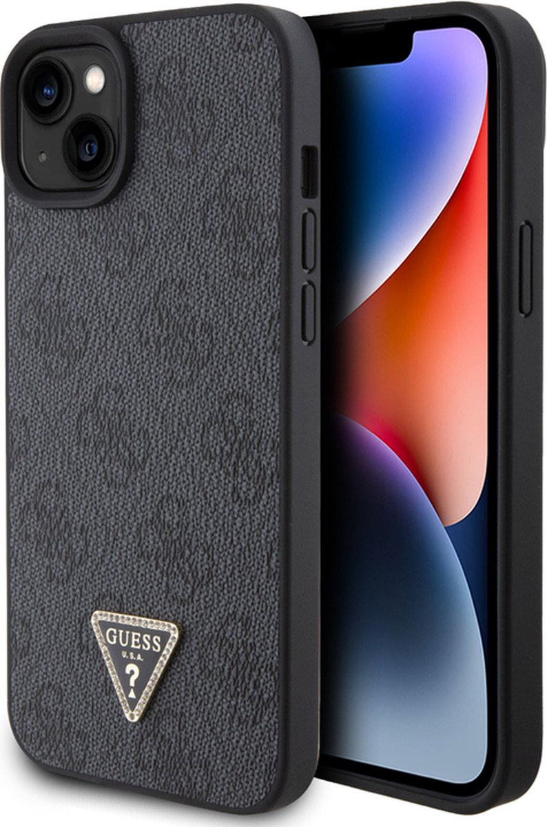 Guess 4G Triangle Logo Back Case - Geschikt voor Apple iPhone 15 (6.1") - Grijs
