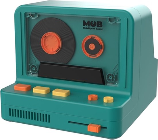 Retro Bluetooth speaker 5W blauw met 12 uur batterij, 3 lichtstralen, jaren 80 camera design