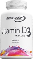 D+K+Zn - vitamine D3 4000ie + K2 60mcg + zink 80 tabletten | Best Body