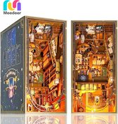 Meedeer DIY Magic Book Nook Kit- Mira Magisch huis-DIY miniatuur poppen huis- met LED-licht en meubels - doe-het-zelf houten poppenhuis kit -puzzel huis model bouwsets, thuis, boekenplank decor