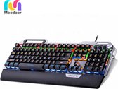 Meedeer Mechanisch GamingToetsenbord(108Keys) - Metalen mechanisch toetsenbord -QWERTY- Kleur LED-achtergrondverlichting - Ergonomische polssteun - Usb-toetsenbord Bedraad Gamertoetsenbord - Bedraad Toetsenbord - Metaal Bedrade Led Kantoor