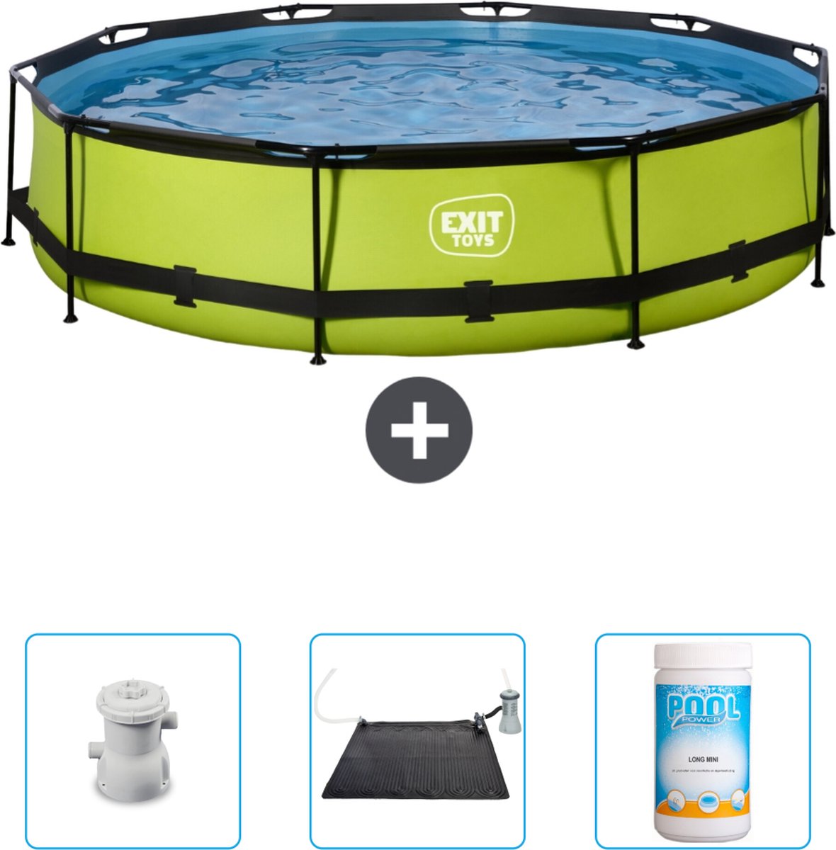 EXIT Rond Lime Frame Zwembad – 360 x 76 cm – Inclusief Pomp – Solar Mat – Chloor – Nu extra voordelig EXIT Rond Lime Frame Zwembad – 360 x 76 cm – Inclusief Pomp – Solar Mat – Chloor – Nu extra voordelig