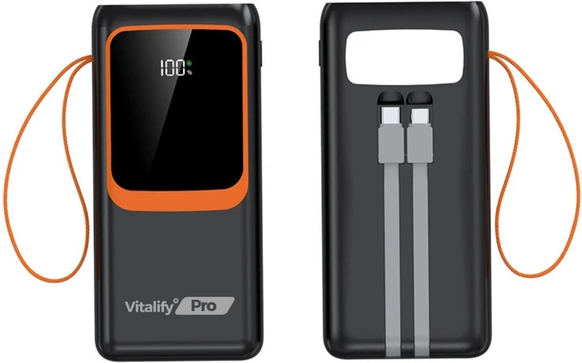 Vitalify® PowerBank - 22.5W – 30000 mAh – 22.5W Snellader - USB-A/USB-C - LED Indicatie - powerbank iphone geschikt - O.a. iOS/Android - Universeel