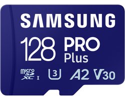 Samsung PRO Plus - Micro SD Kaart - Inclusief SD Adapter - 180 & 130 MB/s - 128 GB