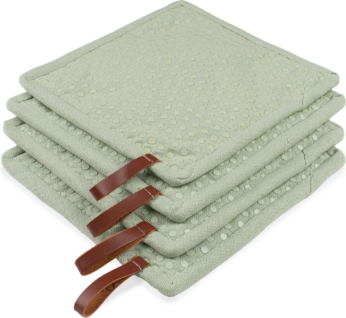 CH&F Pannenlap met Pocket 4 stuks | Siliconen Dots Celadon | Pannenlap Groen | 20x20cm