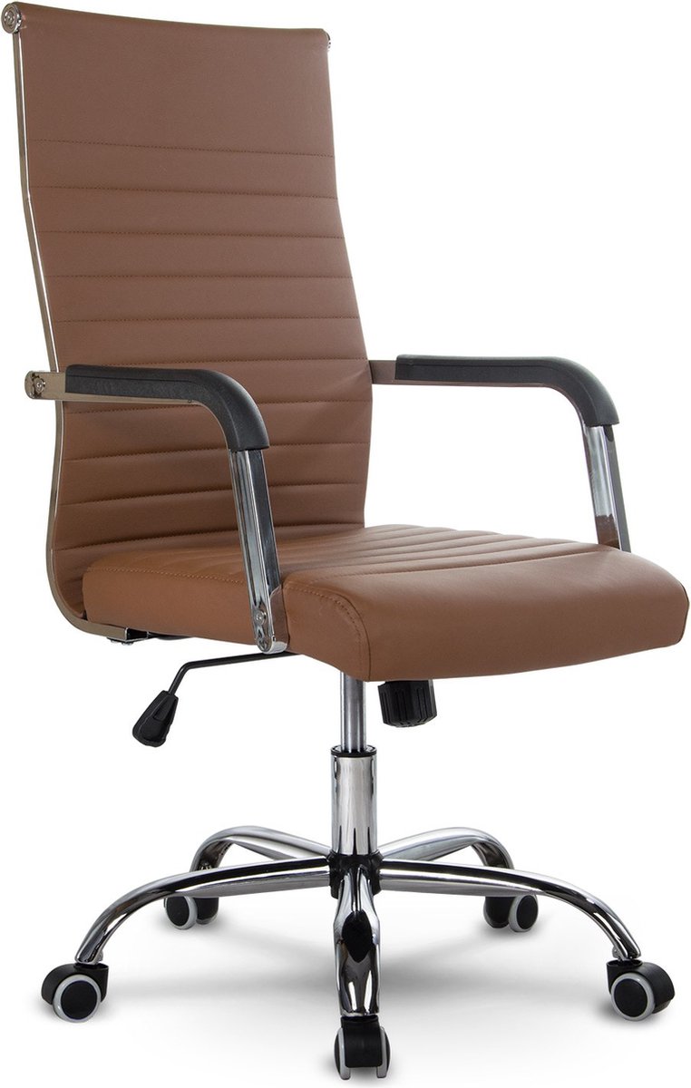 Sofotel Boston - Bureaustoel - Modern Design - Bruin Eco-leder - Chromen Elementen