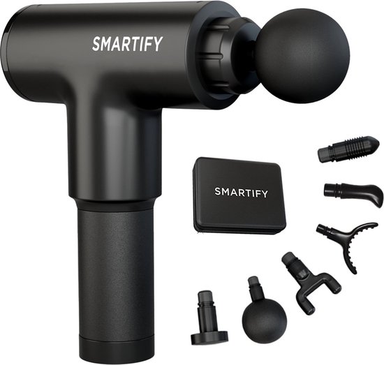 Foto: Smartify massage gun professioneel massage pistool draadloos massage apparaat met 6 opzetstukken en koffer krachtige spierontspanning ideaal voor sport en relax