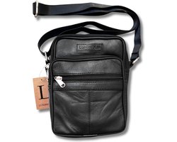 Lundholm Leren Schoudertas Heren Zwart – Heren tas - Kleine Leren schoudertas Heren / Dames - Crossbodytas mannen leer Mannen Cadeautjes | Scandinavisch design - Rødberg serie