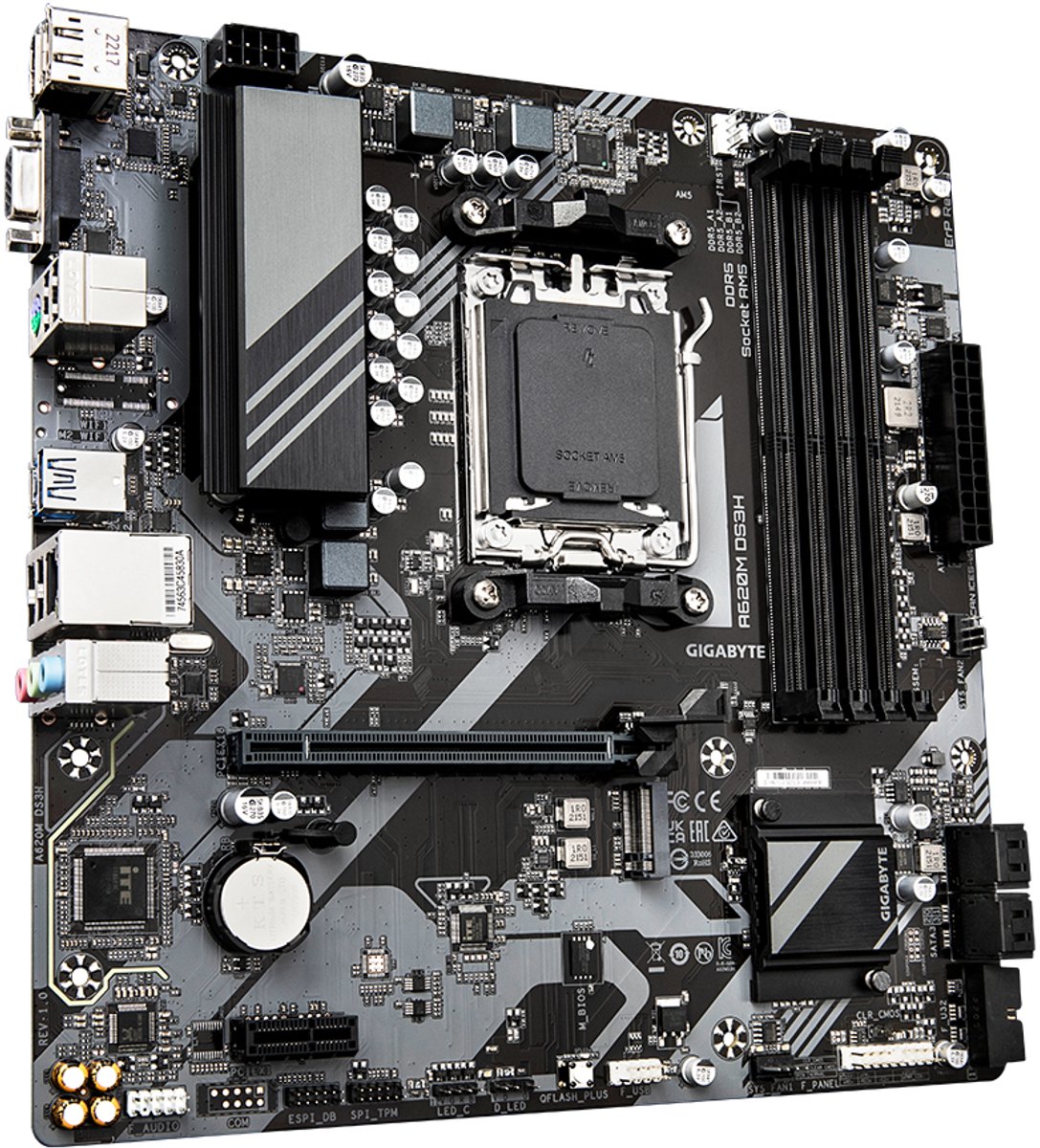 GIGABYTE A620M DS3H moederbord RAID, 2.5 Gb-LAN, Sound, µATX