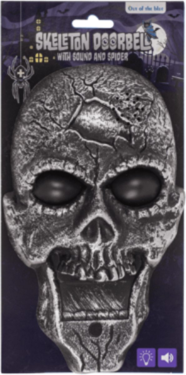 Skelet Deurbel met Geluid - 14x28 cm - Halloween Decoratie - Binnen/Buiten - Werkt op 3AA-batterijen — afbeelding 5