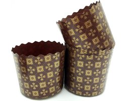 Pasen Brood Papier Mold Paska - 8 oz | 25 stuks - Easter Bread Forms - Panettone Paper Mold - Bruin Ontwerp B 355 x H 335-In.