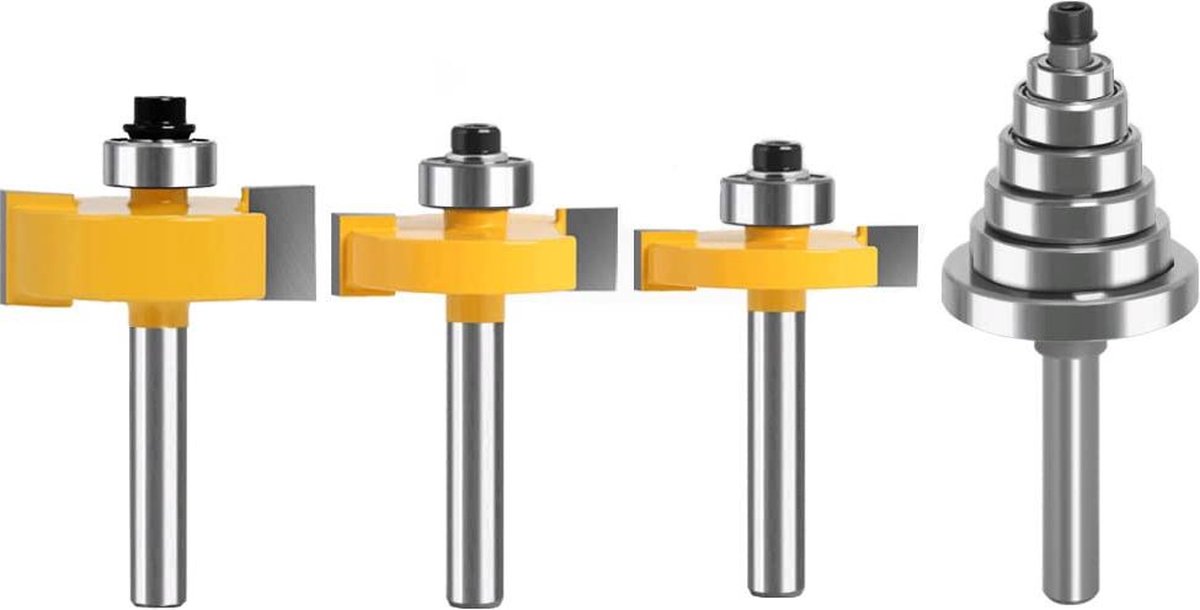 Rabbet Router Bit Set 3 stuks Met 6 lagers 1 8 1 4 5 16 3 8 7 16 1 2 inch 1 4 inch schacht Rabbeting Router Bit