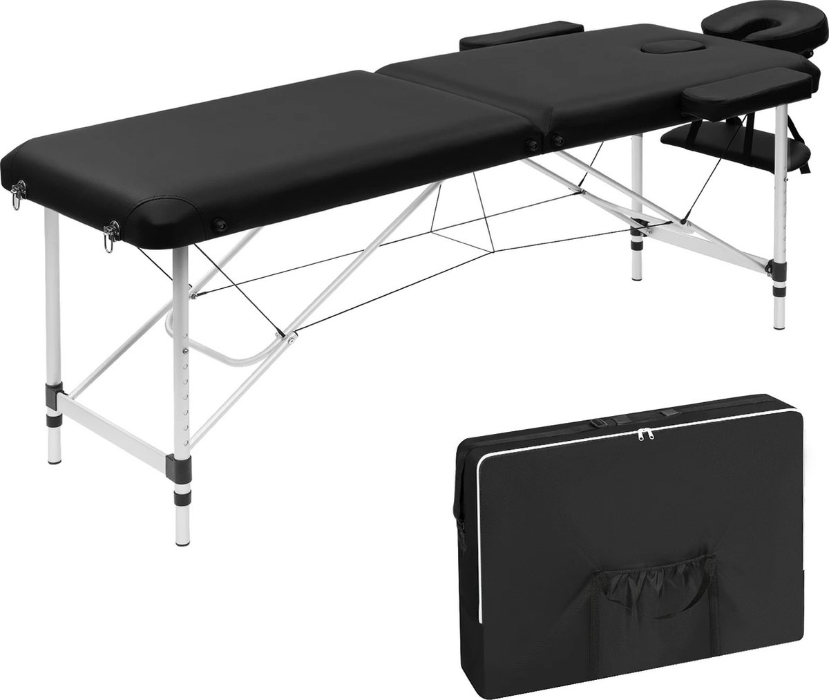 Goedkoopste ZFA Store® - Massagetafel - Verstelbaar - Inklapbaar - Gezichtsuitsparing - Armleuning - Met draagtas - Zwart