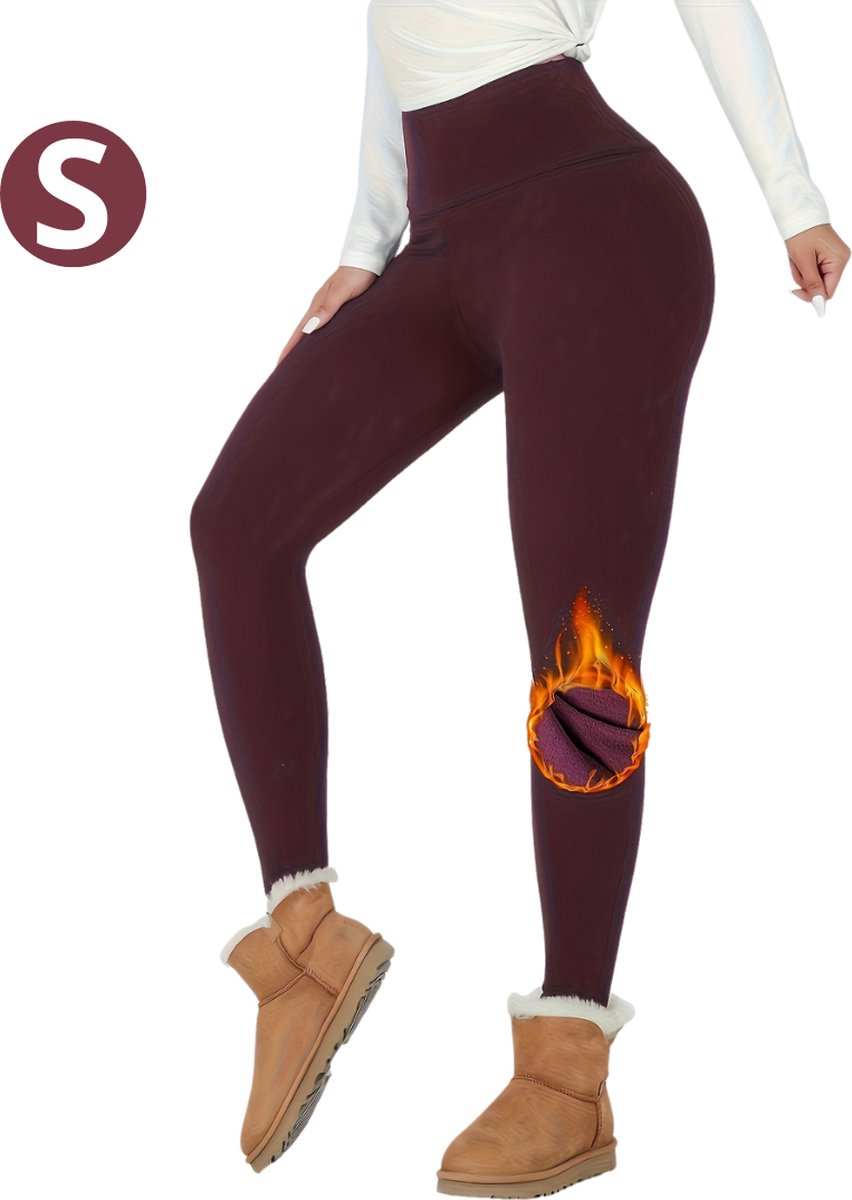 Goedkoopste Nivard Gevoerde Panty - Legging - Hoge Taille - Winter Panty - Fleece panty - Thermo Panty - Warme Panty - Elastisch - Bordeaux Rood Maat S