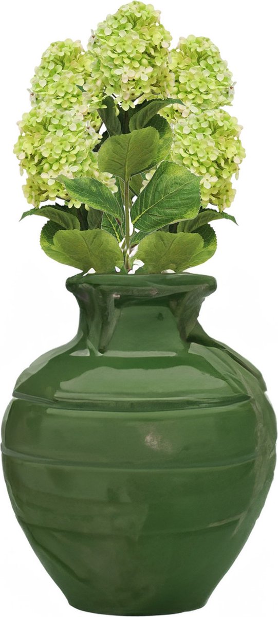 Bellatio Design Kunstbloem Pluimhortensia/hydrangea XL - 5x - 85 cm - losse steel - kunst zijdebloem - lichtgroen