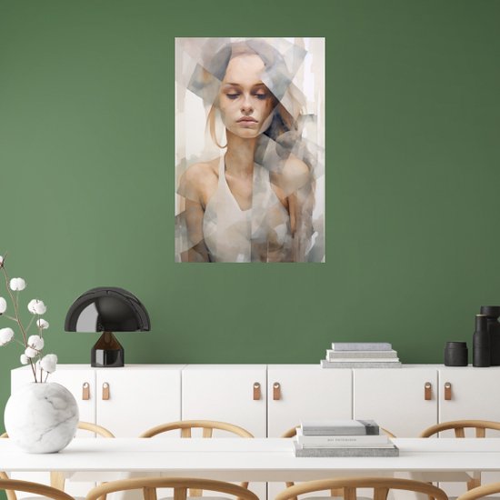 Tableau femme - Tableaux portraits - Peintures toile Géométrie - Tableaux Classique - Peintures toile avec cadre - Toile de décoration murale chambre avec cadre 60x90 cm