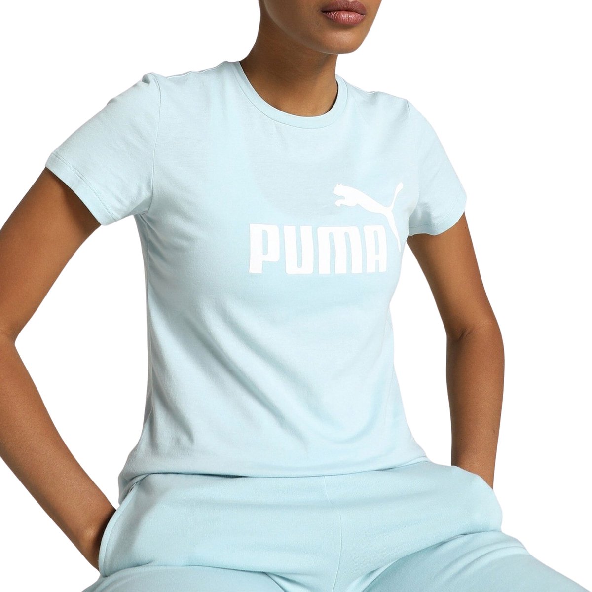 PUMA ESS Logo Tee s Dames T-shirt Surf Turquoise
