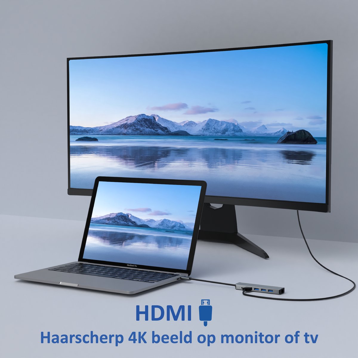 USB-C Hub 6-in-1 met HDMI 4K, Ethernet 1Gbps, USB-C laadpoort 100W, 3x USB 3.0 – Rolio, universeel voor MacBook, Windows - Afbeelding 5