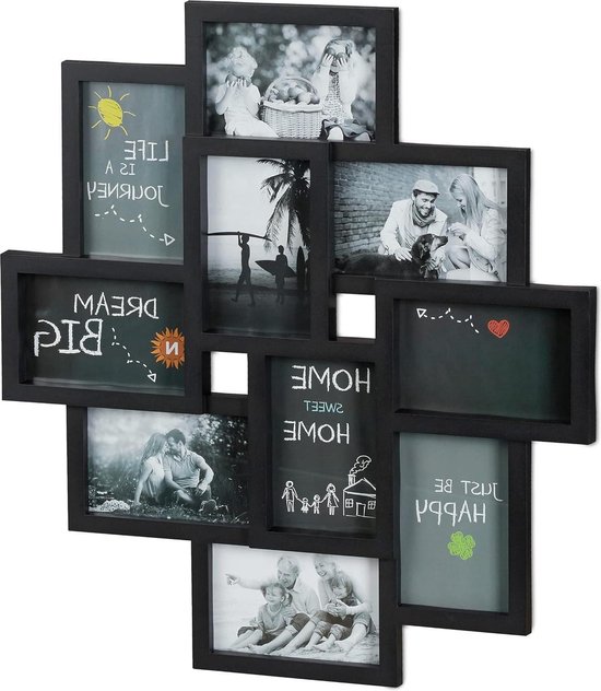 Fotolijst Collage Voor 10 Foto's Relaxdays Fotolijst LOVE – Collagelijst Voor 10 Foto's | Zwart Kunststof | 36,5 X 72 Cm | Met Hartjesletters | Voor Aan De Muur Wissellijst Kindertekeningen