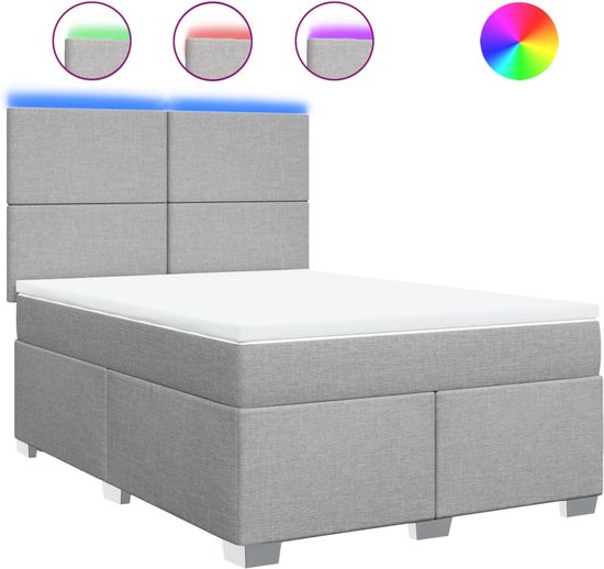 vidaXL - Sommier tapissier - avec - matelas - tissu - gris clair - 160x200 - cm