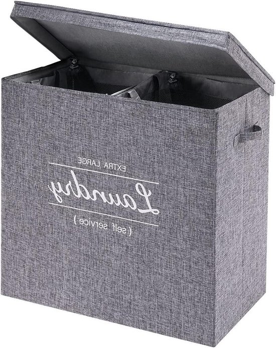 Joseph Joseph Wasmand Lifewit Wasmand 150 Liter - Grote Wasmand Met 3 Vakken, Deksel En Opvouwbaar Design, Donkergrijs 3 Vakken Deksel Opvouwbaar Opbergen Was Sorteren