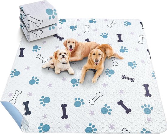 YOSEPATI Wasbare plaspads voor honden, 2 stuks herbruikbare puppypads 122 x 81 cm, super absorberende sneldrogende hondentrainingspads, waterdichte en antislip wattenpads voor krat, vloer, bank