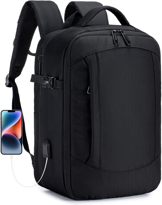 Foto: Cabin bag rugzak 40x20x25 handbagage 15 6 inch laptop goedgekeurd handbagage rugzak uitgebreide reis handtas holdall schoudertas flight bag 20l zwart