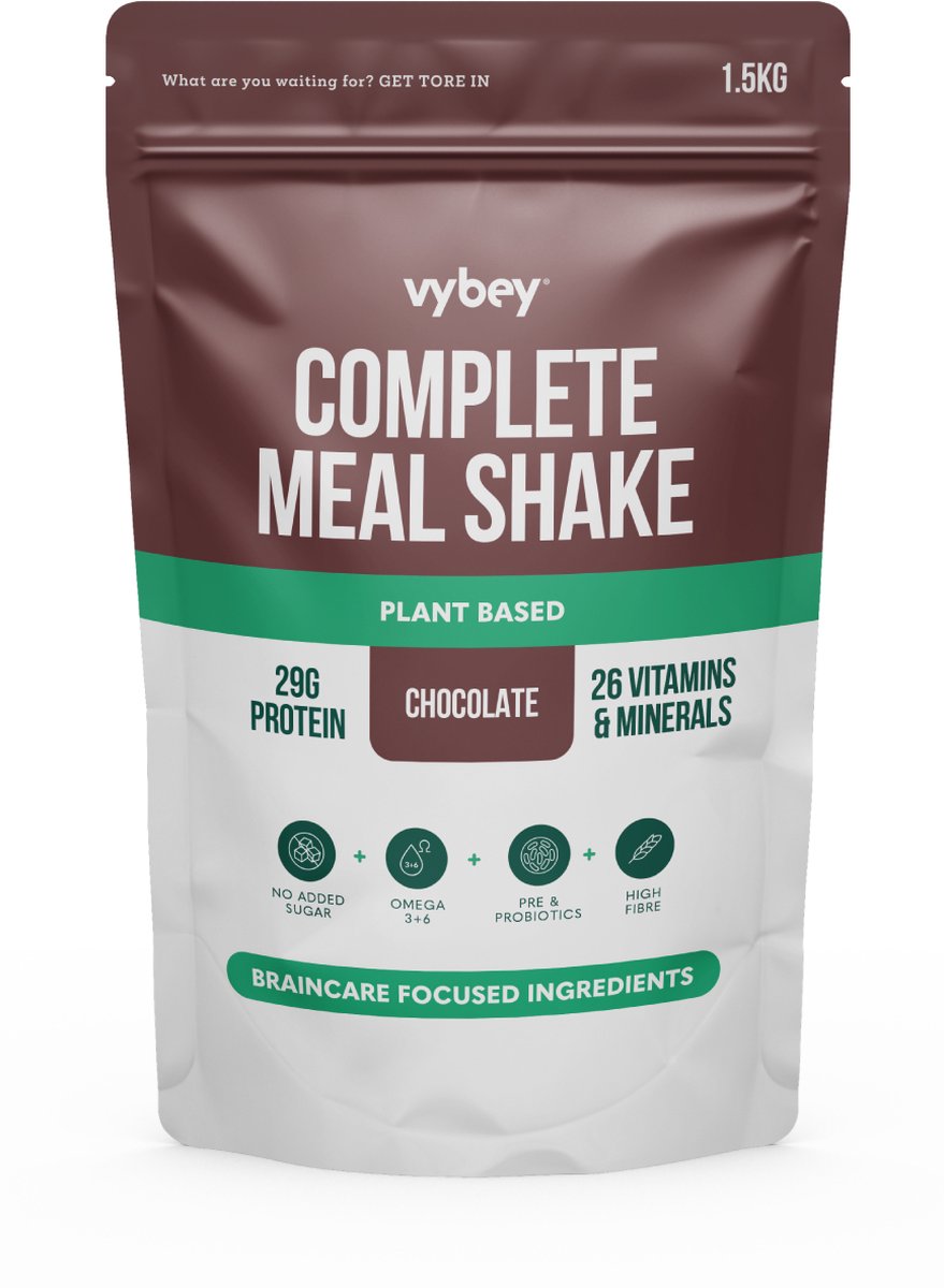 Goedkoopste vybey Maaltijdshake | Maaltijdvervanger | 29g Eiwit | 26 Vitaminen & Mineralen | Plantaardig | Chocolade Karamel Smaak (1,5 kg