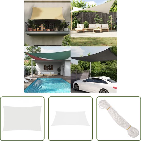 HAIKUS Zonnezeil, rechthoekig, 2 x 3 m, 3 x 2 m, PES, waterdicht, duurzaam, 95% uv-bescherming, voor buiten, tuin, terras, crème